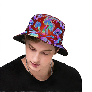 Best Sale 60s Hippie Reversible 3D Embroidery Mushroom Casual Outdoor Daily Bucket Hat - Product Image 3