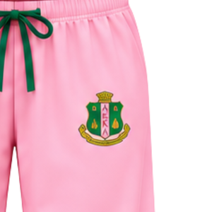 Conjunto de Pijama Rosa para Mujer con Ribete Verde y Escudo Bordado, Camisa de Manga Larga con Botones y Pantalones a Juego con Cordón Ajustable, Suave - Product Image 6