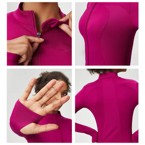 Vêtements de fitness pour femmes, hauts de yoga sans couture, couleurs unies, manches longues, crop tops de sport, ensembles de yoga respirants et à séchage rapide - Product Image 4