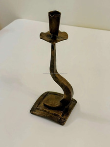 Handmade Golden-<b>Black</b> Wrought Iron Forged <b>Candlestick</b> Holder Luxury Standing Type Metal Candle Jar Holder - Product Image 4