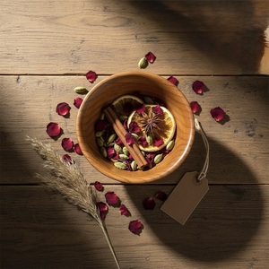 Bol à salade en bois naturel ILAHI, écologique, en bois d'acacia, style vintage, logo personnalisé, pour mariage, ustensiles de cuisine, vaisselle, en stock - Product Image 6