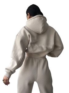2025 personnalisé femmes épais polaire Chenille Patch à capuche survêtement survêtement solide motif hiver pull avec broderie Chenille - Product Image 4