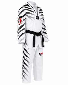 Conjunto de Uniforme de Taekwondo SHH Industries, Diseño de Rayas Blancas y Negras con Estampado por Sublimación, Ropa de Artes Marciales Unisex para Adultos - Product Image 2