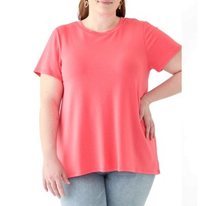 T-shirt à manches courtes pour femmes grande taille avec logo personnalisé, col rond, coupe décontractée, coton décontracté, tissu jersey 100% coton - Product Image 1