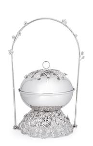 Recipiente para calentar alimentos de lujo de acero inoxidable, redondo, para sopa, para catering y buffet, con asa alta de diseño floral, venta al por mayor - Product Image 2