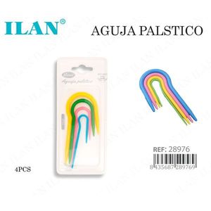 Agujas de tejer curvas de plástico Ilan, 4 piezas, coloridas, para tejer en forma de espina de pescado - Product Image 1