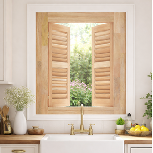 Solid Wood Louvered <b>Shutters</b> Farmhouse Barn Door Interior Window Panels Rustic Decor for Bedroom Kitchen Modern Home Use - Product Image 1