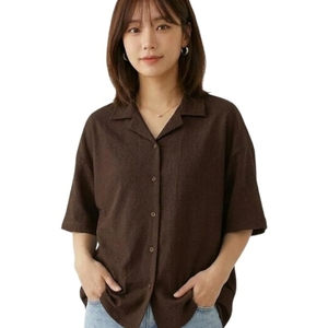 Women Oversize <b>Shirts</b> Baggy Relaxed Fit <b>Half</b> Sleeve Drop Shoulder <b>Shirt</b> - Product Image 1
