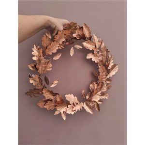 Guirlande murale moderne en métal en forme de feuille de chêne, sculpture artistique rustique en métal, guirlande florale décorative de Noël pour la maison, achat en gros - Product Image 1
