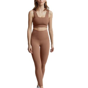 Conjuntos Deportivos de 2 Piezas para Mujer, Leggings Sólidos de Cintura Alta con Sujetador Deportivo Elástico Acolchado, Ropa de Gimnasio de Talla Grande - Product Image 1