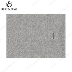 Receveur de douche rectangulaire en pierre avec drain central, design minimaliste pour installation au sol de la salle de bain - Product Image 4
