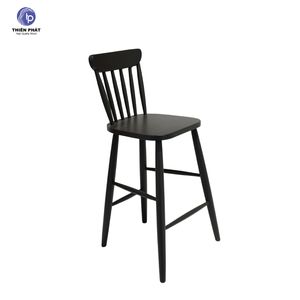 Chaise haute en bois massif avec tige en caoutchouc pour comptoir intérieur, cuisine et bar à domicile - Product Image 1