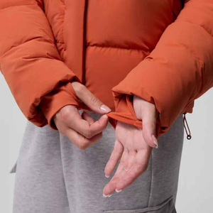 Blouson d'hiver matelassé léger en toile de haute qualité pour femme, style bomber, avec fermeture éclair et boutons, respirant, décontracté, à capuche, pour l'automne - Product Image 5