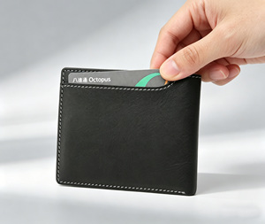 [Best <b>Deal</b>] Castello Men's Bi-fold RFID Short Genuine Leather Black/Dark Brown Soft Closure Open Polyester Lining Embossed - Product Image 3
