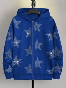 Modern Style Hooded Zip <b>Jacket</b> Jersey 100% Cotton Breathable Decorative Surface Pattern Long Sleeve Comfortable Casual Wear - Product Image 4