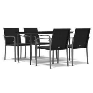 <b>Black</b> Garden Dining Set 4 Seater Rattan Steel <b>Frame</b> Weather Resistant Outdoor Furniture Contemporary Design - Product Image 2