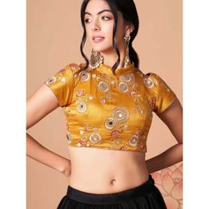 Elegante Lehenga Choli Negro Bordado en Tela de Red para Tallas Grandes, Ideal para Eventos - Product Image 3