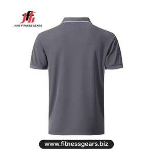 Polo de Manga Corta para Hombre, Color Gris Oscuro, Tejido de Secado Rápido, Corte Casual - Product Image 3
