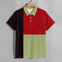 Polos de color sólido rojo, verde, negro, manga corta, informales, para deportes al aire libre, golf, camisetas.
