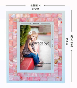 Marco de Fotos Decorativo con Incrustaciones de Madreperla, Acabado Brillante, Hecho a Mano por Tradebyd - Product Image 4