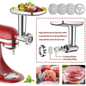Accessoire <span class=keywords><strong>hachoir</strong></span> à viande compatible <span class=keywords><strong>KitchenAid</strong></span>, en acier inoxydable de qualité alimentaire, non revêtu, pièces de mixeur, kit de remplacement compatible lave-vaisselle - Product Image 4