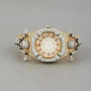 Reloj de Diamantes de Lujo con Correa de Oro Amarillo, Movimiento de Cuarzo, Elegante Reloj de Pulsera para Mujer - Product Image 1