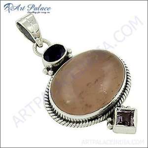 จี้เงินคุณภาพสูงพร้อมพลอยอเมทิสต์และหินควอตซ์สีกุหลาบจี้แฟชั่น - Product Image 1