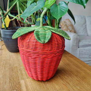 Strawberry rattan <b>basket</b> <b>hamper</b> bin girls bedroom decoration wholesale natural container <b>baskets</b> - Product Image 6
