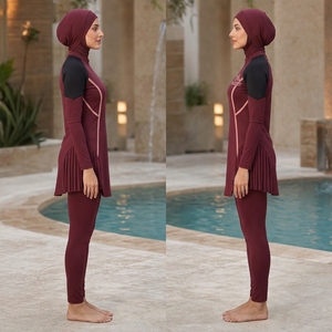 2026 Custom Front Modest Swimwear Burkinis Muslimah Sports <b>Swimsuit</b> Print High Cut <b>Islamic</b> Breathable Quick Dry 3 Piece Set High - Product Image 5