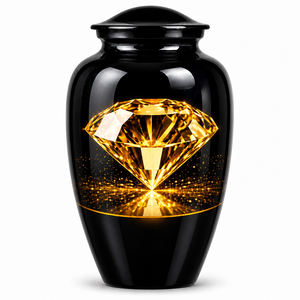 Urna Funeraria de Lujo Estilo Europeo en Oro Blanco con Diamantes y Esmalte, para Guardar Cenizas Humanas, con Adhesivo para Foto Conmemorativa - Product Image 4