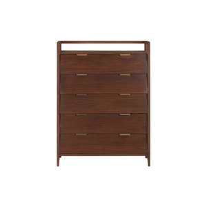 Collection SAPA RANGE Commode de chambre à coucher moderne autoportante en bois de pin massif, 5 tiroirs, écologique et durable - Product Image 1