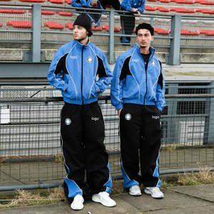 Ensemble de survêtement de maternité grande taille pour l'hiver, style streetwear, deux pièces, veste coupe-vent réfléchissante en nylon froissé et pantalon de jogging - Product Image 5