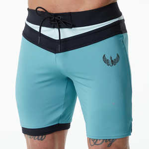 Shorts de bain pour homme Aqua Blue Black Board, séchage rapide, cordon de serrage, pour surf, natation, plage, vêtements de sport aquatiques performants - Product Image 3