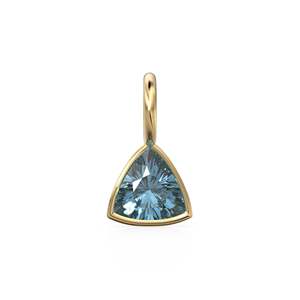 London Blue Topaz 5mm 14k Yellow <b>Solid</b> <b>Gold</b> Charm <b>Pendant</b> Bezel Jewelry Finding / November Birthstone / Trillion Cut Blue - Product Image 1