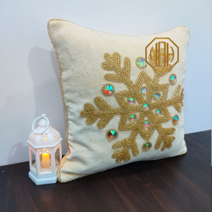 Housse de coussin en velours crème faite à la main, motif perlé de Noël, brodée, style ferme, taie d'oreiller décorative, vente en gros d'usine - Product Image 4