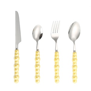 Juego de cubiertos metálicos de gran venta con mangos de perlas, apto para lavavajillas, perfecto para el hogar, bodas, mesas de comedor, juegos de vajilla. - Product Image 2