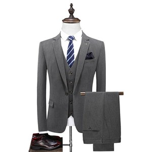 Costume homme de haute qualité, taille plus, respirant, 3 pièces, mandarin, 100% polyester, bleu marine, pour mariage, fête, affaires, style italien - Product Image 2