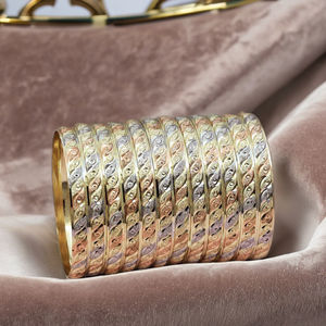 Bracelets remplis d'or tricolores en gros, bracelets de formation plaqués or 3 tons, ensemble de bracelets multi-tons, bracelets en laiton doré 3 tons. - Product Image 1