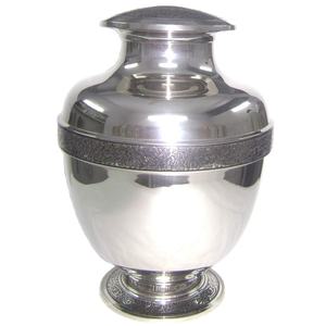 Urne plaquée argent pour les cendres funéraires, cendres humaines, urne en métal faite à la main, urne en laiton à bande, urne créative pour les cendres humaines - Product Image 1