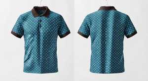เสื้อโปโลผู้ชายสีฟ้าเทอร์ควอยซ์ลายจุด แขนสั้น ผ้าฝ้าย ระบายอากาศได้ดี ทรงปกติ - Product Image 2