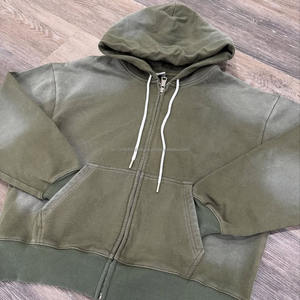 Sudadera con Capucha Extra Grande para Hombre, Estilo Desgastado por el Sol, Personalizada, de Algodón Grueso, con Estampado Vintage, Cierre de Cremallera y Lavado Ácido - Product Image 4