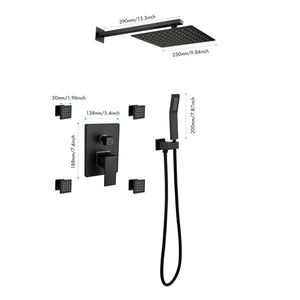 Système de douche complet noir mat de 10 pouces avec douchette à effet pluie carrée et 3 jets latéraux – Accessoires de salle de bain de qualité - Product Image 3