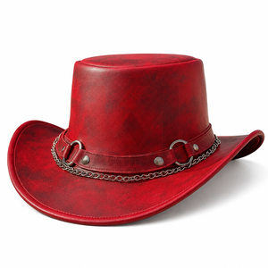 Chapeaux de cowboy western en cuir véritable à large bord, marque privée, pour la vente en gros aux acheteurs de marques de détail - Product Image 4