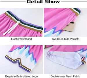 Pantalones Cortos de Baloncesto Retro Sublimados para Hombre, Color Blanco Sólido, Casuales, OEM ODM, Transpirables, Tejidos, Bordados, con Logotipo Personalizado - Product Image 3