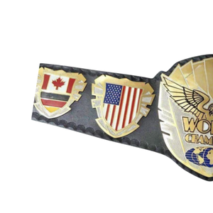 Ceinture de champion du monde avec drapeaux internationaux Canada, États-Unis, Royaume-Uni, Mexique, Japon, plaqué or, sangle noire, ceintures de championnat de collection - Product Image 3