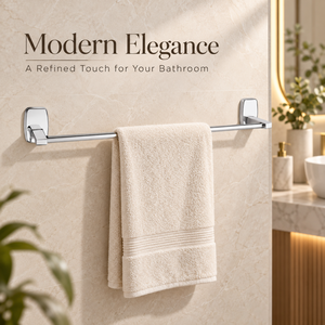 Barre et rail porte-serviettes en acier inoxydable de qualité supérieure Promixo |   Support mural moderne finition chrome |   Accessoire de salle de bain robuste et antirouille - Product Image 2
