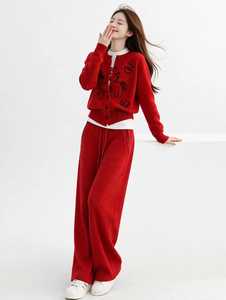 Ensemble de survêtement 2-en-1 pour femme, imprimé color block marron et blanc, col roulé zippé, manches longues, style sportif décontracté, coupe ample et légère - Product Image 1