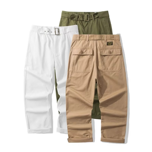 Pantalon long décontracté kaki pour homme, style Gurkha, taille ajustable, en toile, coupe droite, blanc et kaki, vente en gros - Product Image 1