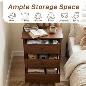 Comodino in legno di ciliegio con 3 cassetti 60x40x70cm Struttura in MDF + truciolato 1 U - Product Image 5