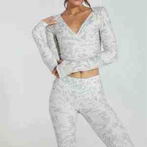 <b>Women</b> Crop Top <b>Long</b> Sleeve Gym Fitness Yoga Sets Workout Leggings Sports Bra 2pcs Yoga Suit Sports Wear Jogger Suits Yoga Set - Product Image 6